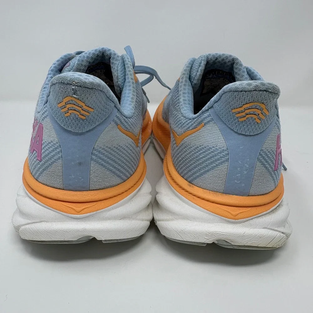Hoka Clifton 9 Women's Size 8.5D Wide Blue Orange Running Shoes (1132211 ABIW)